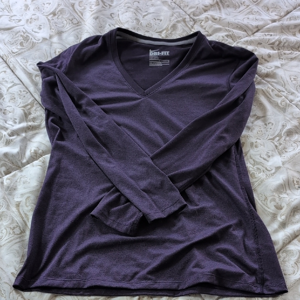 Nike Purple Long Sleeve V-Neck Shirt